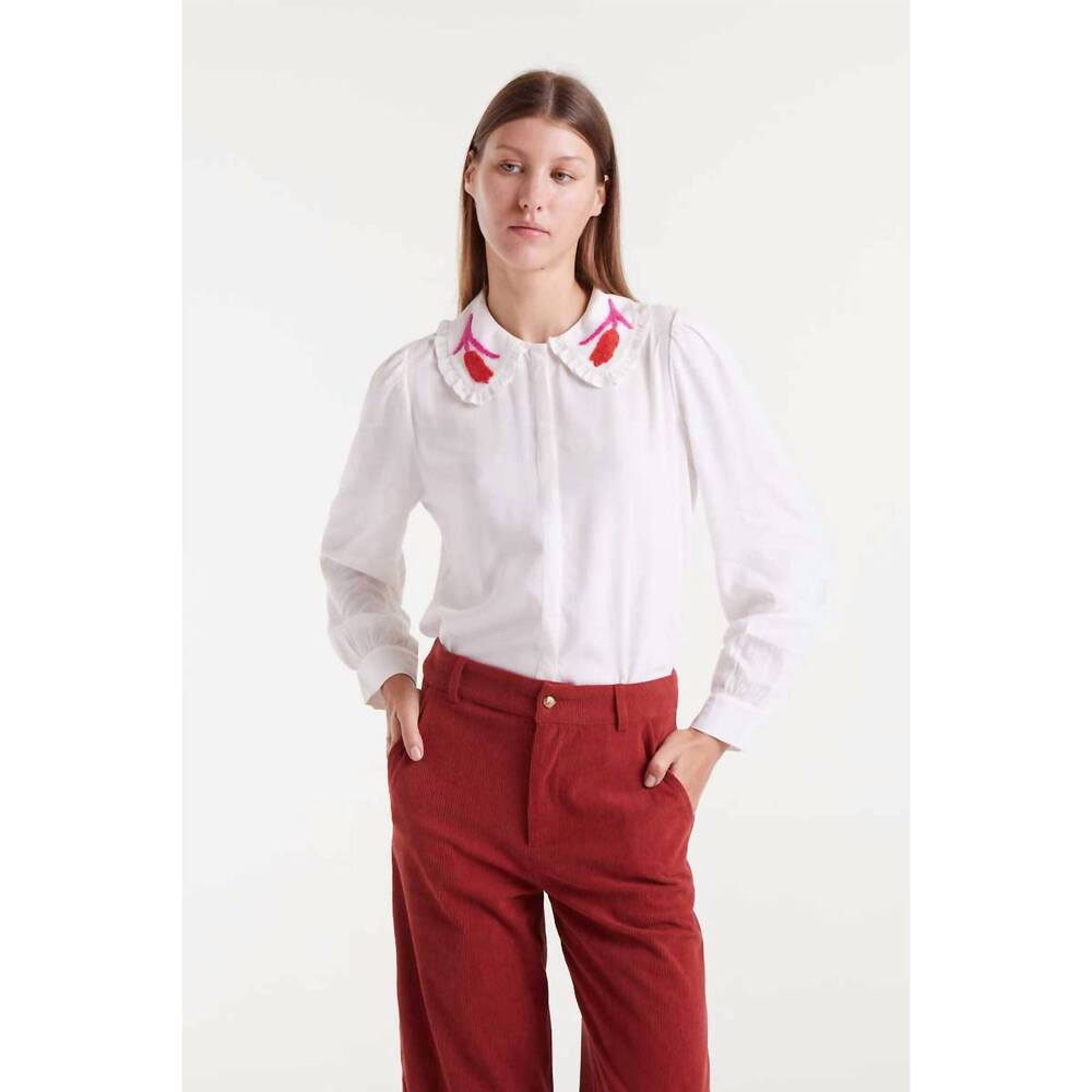 NEW COMPANIA FANTASTICA tulip collar shirt in white